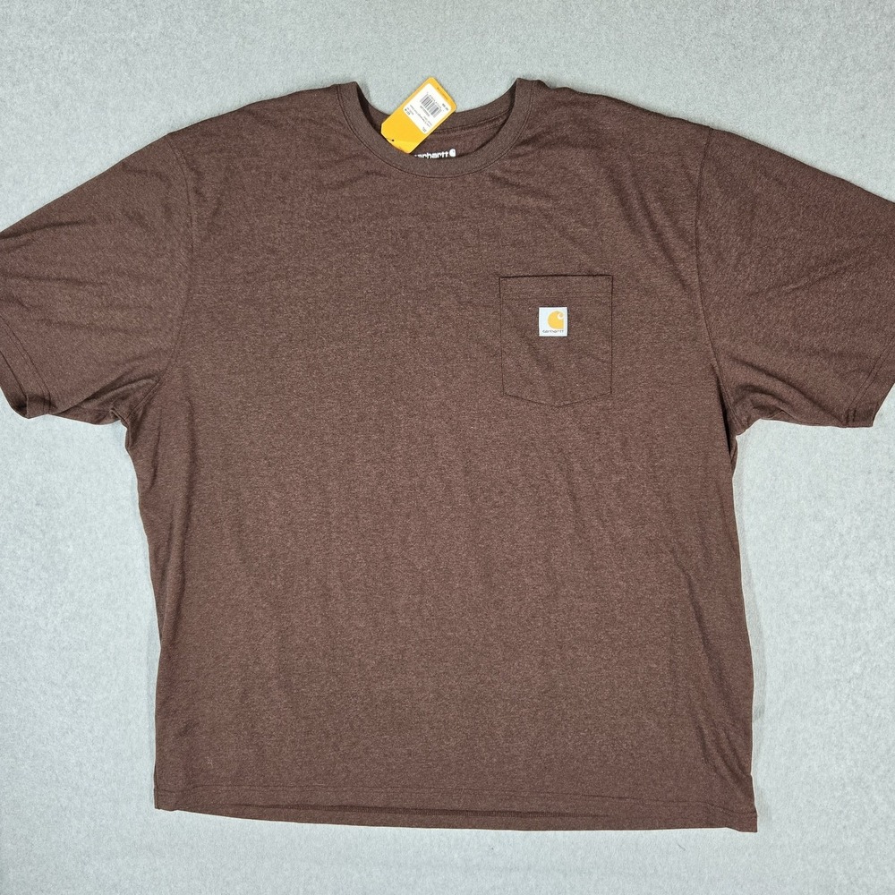 Carhartt Men Shirt 3XL Brown Pocket T-Shirt K87 Heavyweight Short-Sleeve NWT
